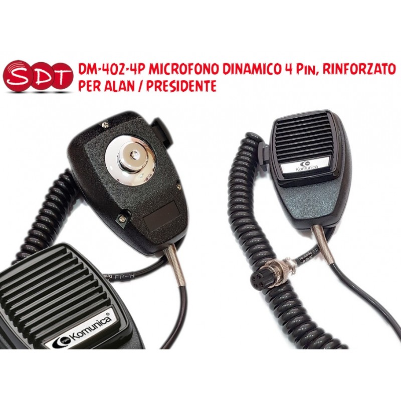 DM-402-4P MICROFONO DINAMICO 4 Pin, RINFORZATO PER ALAN / PRESIDENTE