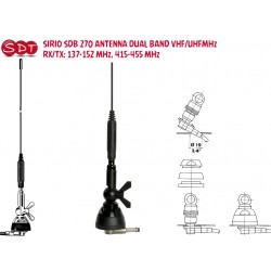 SIRIO SDB 270 CHROME ANTENNA DUAL BAND VHF/UHFMHz - RX/TX: 137-152 MHz, 415-455 MHz