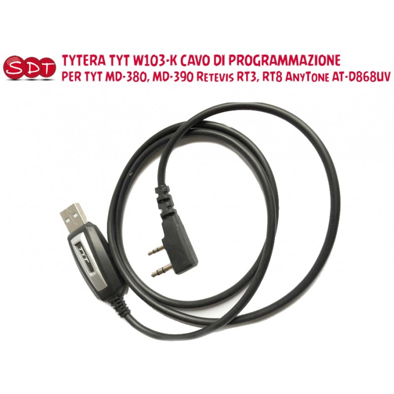 TYTERA TYT W103-K CAVO DI PROGRAMMAZIONE PER TYT MD-380, MD-390 Retevis RT3, RT8 AnyTone AT-D868UV
