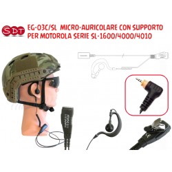 PJD-1303CT MICRO-AURICOLARE CON SUPPORTO CAVO SPIRALATO TRASPARENTE PER MOTOROLA GP-300/110 MIDLAND G15/18