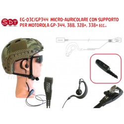 PJD-1303CT MICRO-AURICOLARE CON SUPPORTO CAVO SPIRALATO TRASPARENTE PER MOTOROLA GP-300/110 MIDLAND G15/18