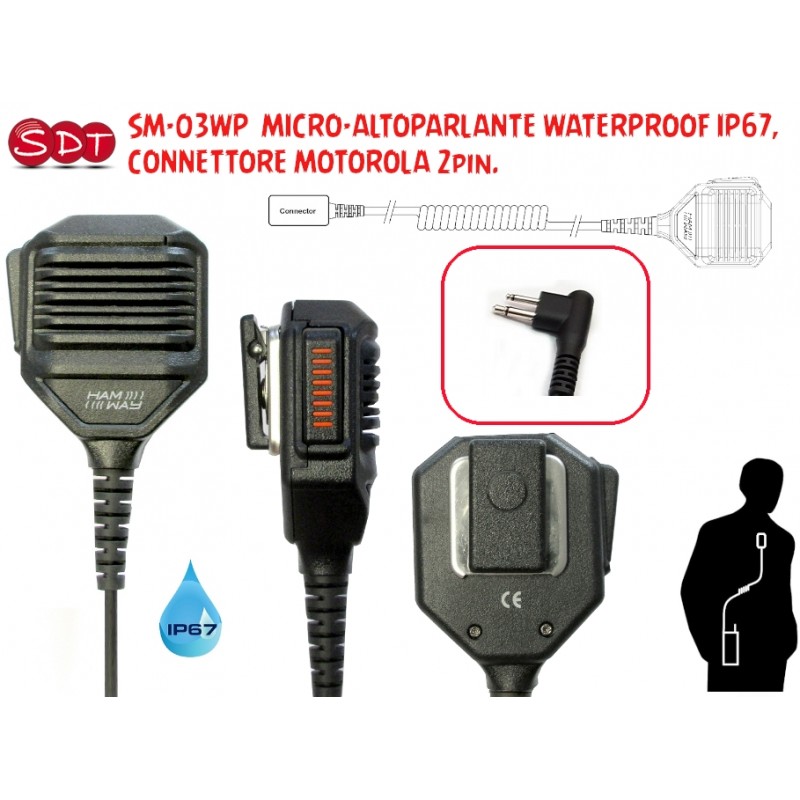 SM-03WP  MICRO-ALTOPARLANTE WATERPROOF IP67, CONNETTORE MOTOROLA 2pin.