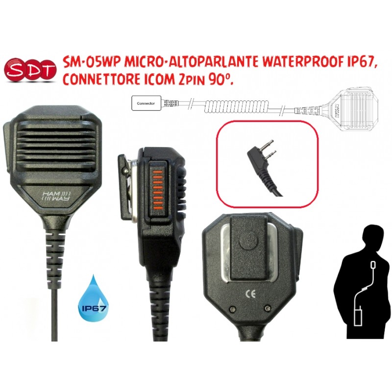 SM-05WP MICRO-ALTOPARLANTE WATERPROOF IP67, CONNETTORE ICOM 2pin 90°.