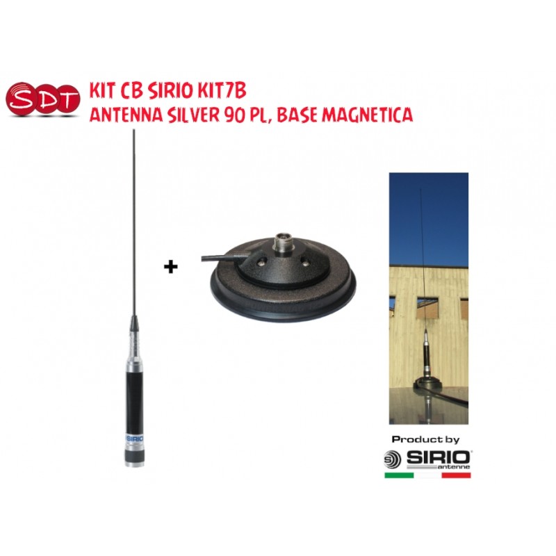 Kit CB SIRIO KIT1 FLEX-LOG 3, BASE 3/8", SUPPORTO ANTENNA INOX, CAVO 4MT RG 58