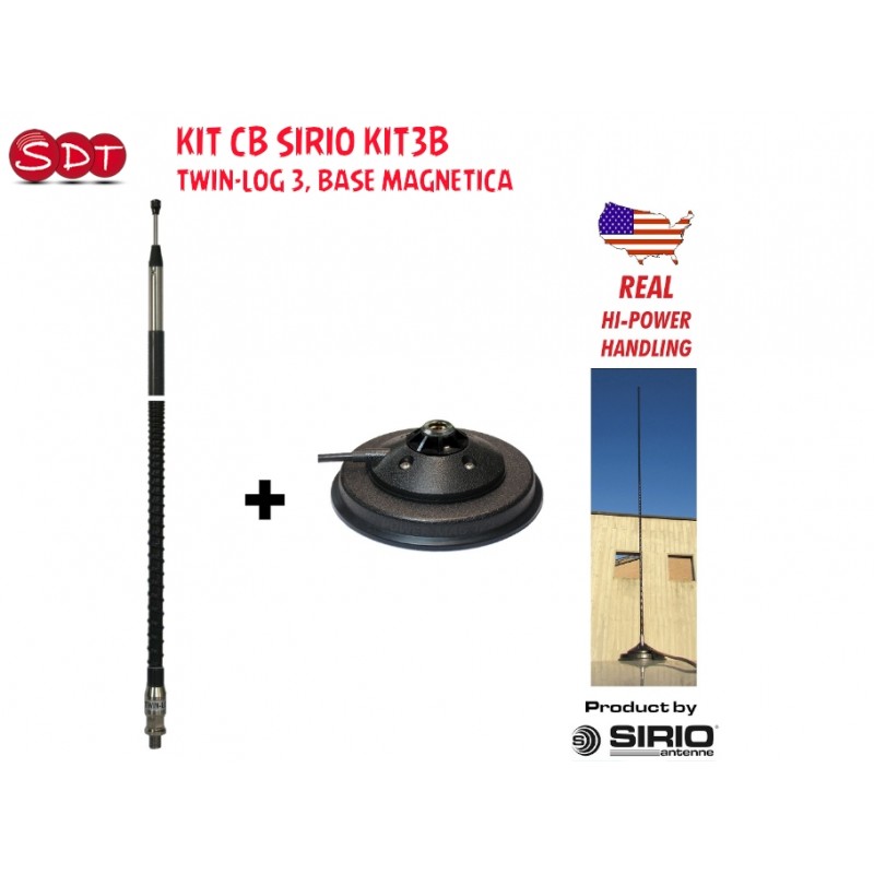 Kit CB SIRIO KIT1 FLEX-LOG 3, BASE 3/8", SUPPORTO ANTENNA INOX, CAVO 4MT RG 58 Kit CB SIRIO KIT1 FLEX-LOG 3, BASE 3/8", SUPPORTO ANTENNA INOX, CAVO 4MT RG 58