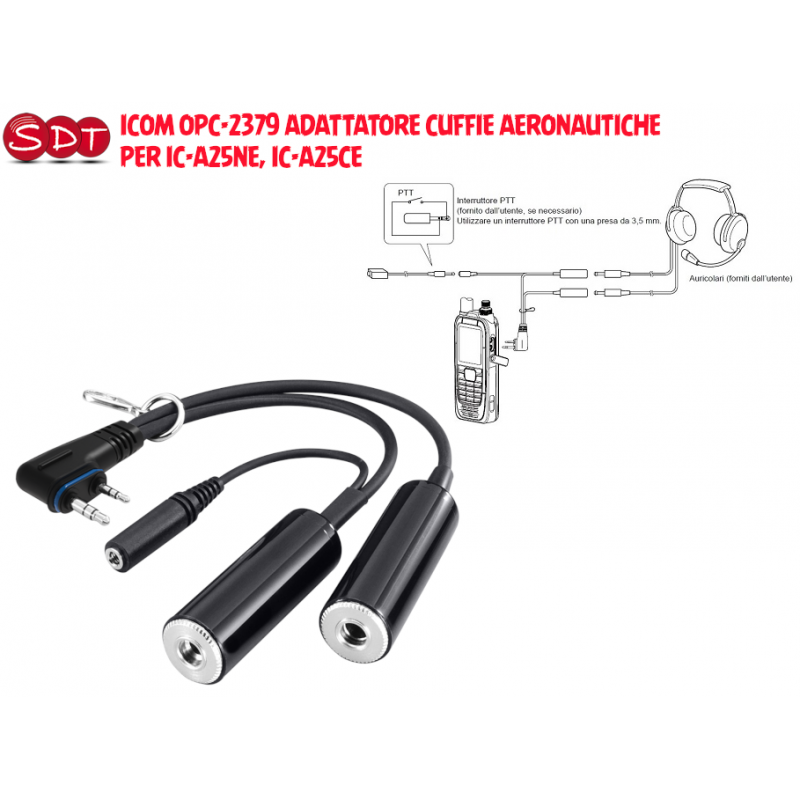 ICOM OPC-2379 ADATTATORE CUFFIE AERONAUTICHE PER IC-A25NE, IC-A25CE