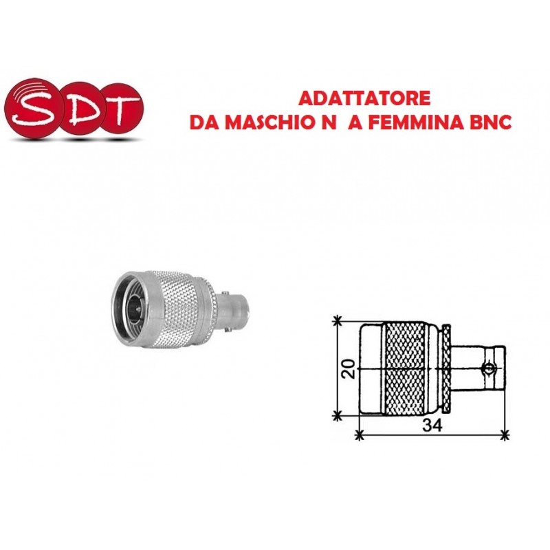 ADATTATORE DA MASCHIO N  A FEMMINA BNC