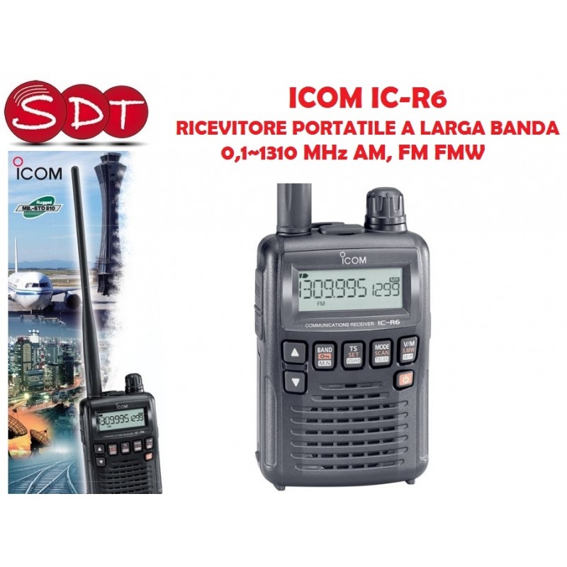 ICOM IC-R6 RICEVITORE PORTATILE A LARGA BANDA  0,1~1310 MHz AM, FM FMW