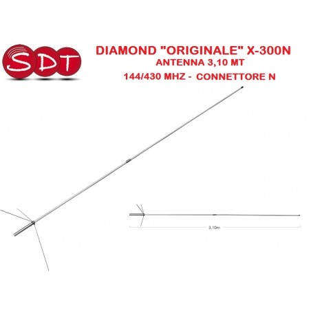 Antenna Diamond X-30N - 1.30 Metri Per Bande 144/430 MHz, Connettore N, Guadagno 3.0/5.5 DB