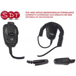 PJD-3603-GP320 MICROFONO/ALTOPARLANTE SUPERPIATTO ANTISPRUZZO CAVO SPIRALATO PER SERIE MOTOROLA GP-320/340/360/380