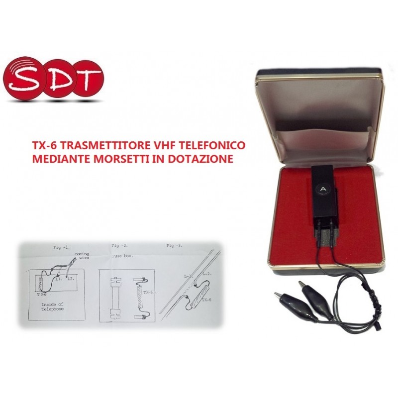 TX-6 TRASMETTITORE VHF TELEFONICO MEDIANTE MORSETTI IN DOTAZIONE