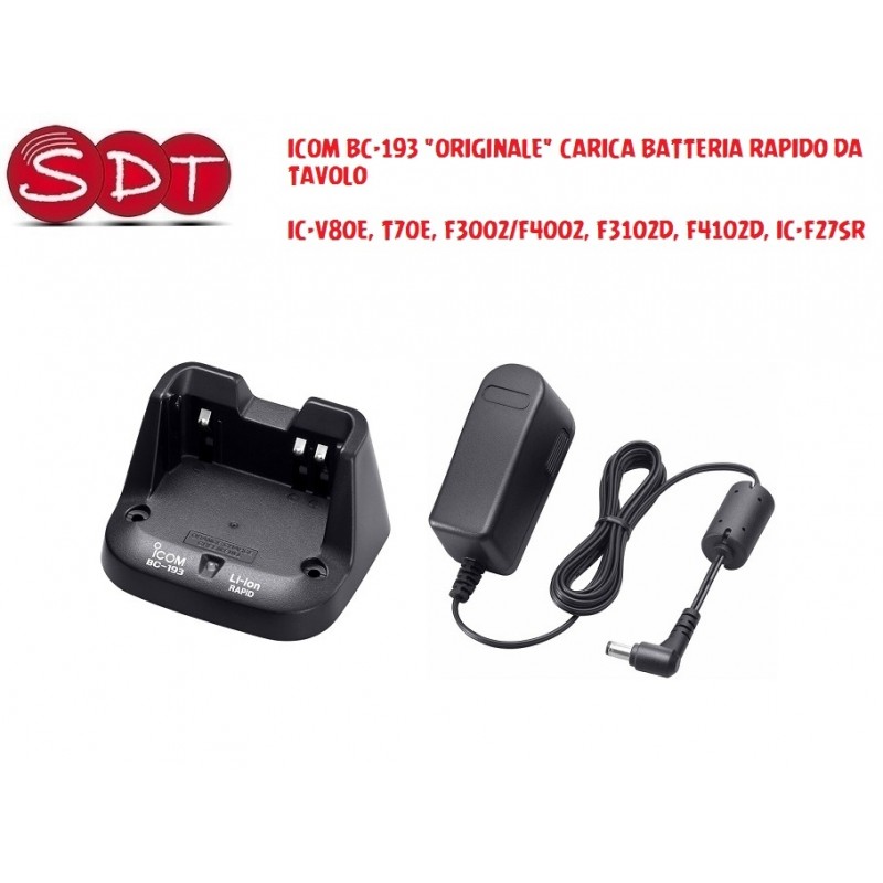 ICOM BC-193 "ORIGINALE" CARICA BATTERIA RAPIDO DA TAVOLO X IC-V80E, T70E, F3002/F4002, F3102D, F4102D, IC-F27SR