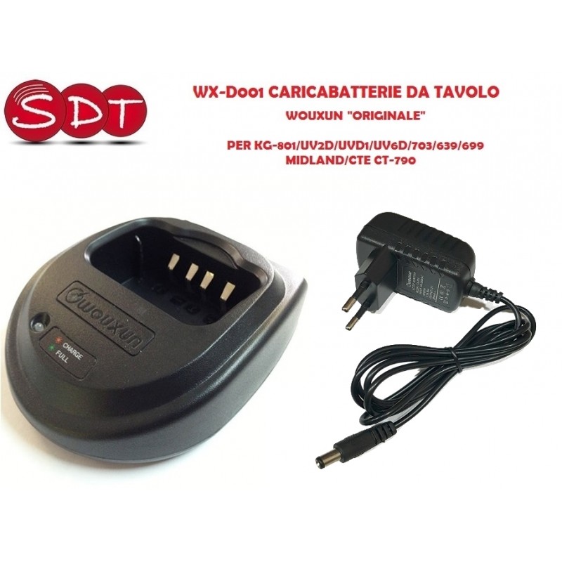 WX-D001 CARICABATTERIE DA TAVOLO WOUXUN "ORIGINALE" PER KG-801/UV2D/UVD1/UV6D/703/639/699 - MIDLAND/CTE CT-790 WX-D001 CARICABATTERIE DA TAVOLO WOUXUN "ORIGINALE" PER KG-801/UV2D/UVD1/UV6D/703/639/699 - MIDLAND/CTE CT-790