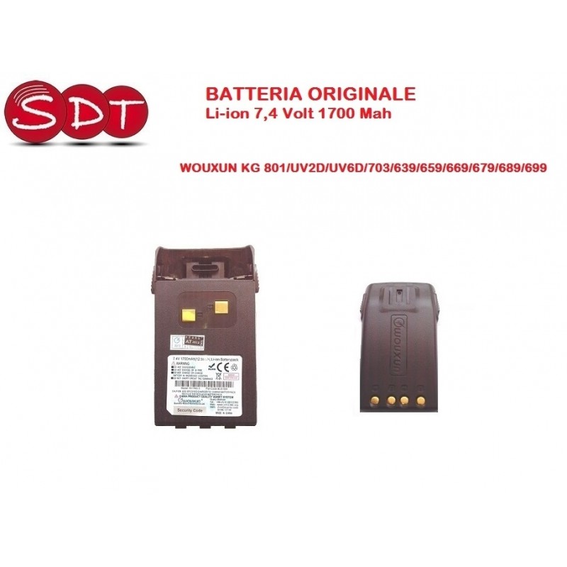 WX-B004 BATTERIA ORIGINALE Li-ion 7,4 Volt 1700 Mah WOUXUN KG 801/UV2D/UV6D/703/639/659/669/679/689/699
