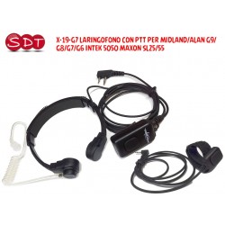 X-19-G7 LARINGOFONO CON PTT PER MIDLAND/ALAN G9/G8/G7/G6 INTEK 5050 MAXON SL25/55﻿