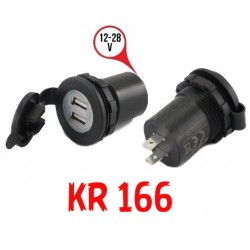 CARICABATTERIE USB IDEALI DA PANNELLO O CON STAFFA DI FISSAGGIO PER APPLICAZIONI MOTOCICLISTICHE 2 PRESE USB