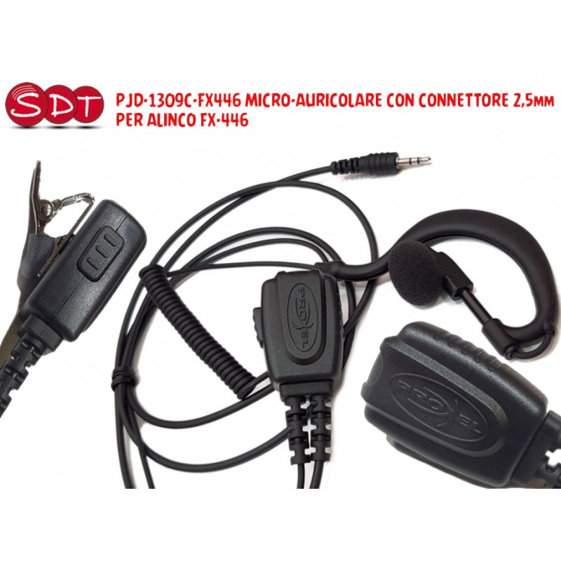 PJD-1309C-FX446 MICRO-AURICOLARE CON CONNETTORE 2,5mm E SUPPORTO PER ALINCO FX-446