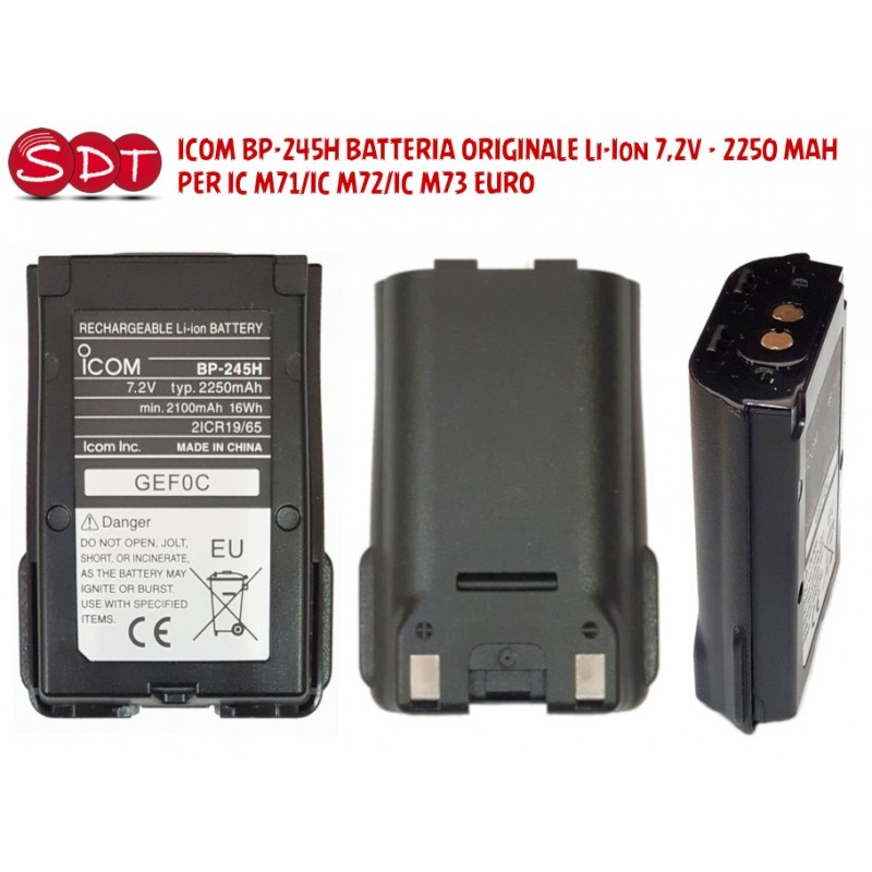 ICOM BP-245H BATTERIA ORIGINALE Li-Ion 7,2V - 2250 MAH PER IC M71/IC M72/IC M73 EURO