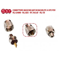 CONNETTORE MASCHIO UHF IN BACHELITE A VITE PER RG-58U