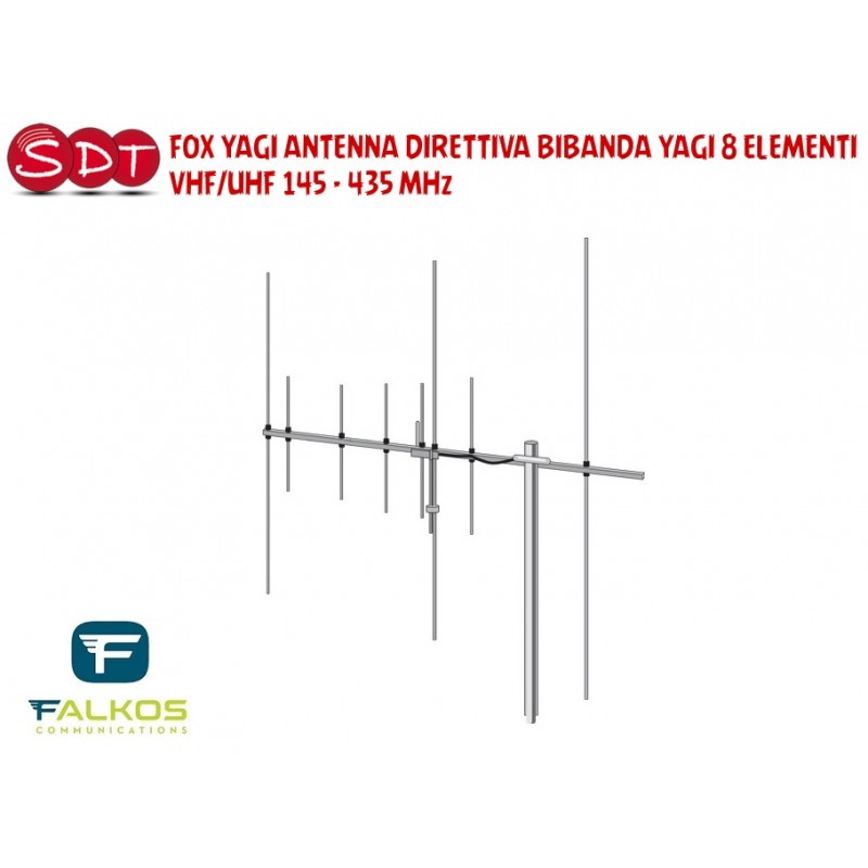 FOX YAGI ANTENNA DIRETTIVA BIBANDA YAGI 8 ELEMENTI VHF/UHF 145 - 435 MHz